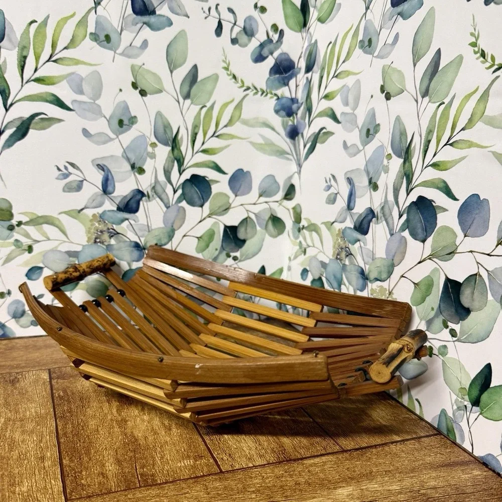 Vintage Mid Century Modern Wood Slatted  11